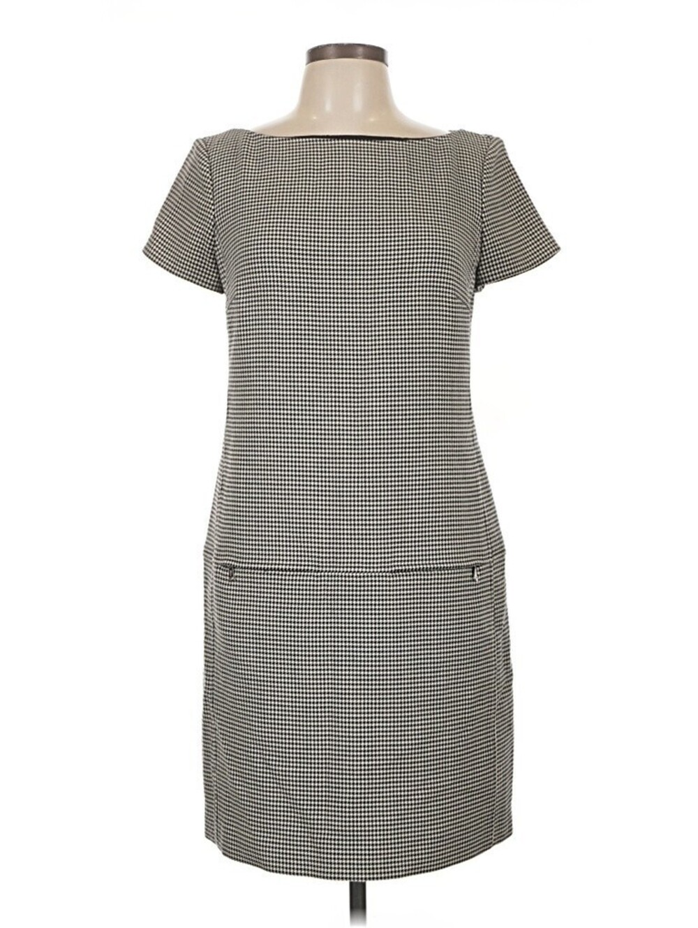 Ralph Lauren Black Label Size 10 $698 Black Ivory Houndstooth Wool Blend Dress